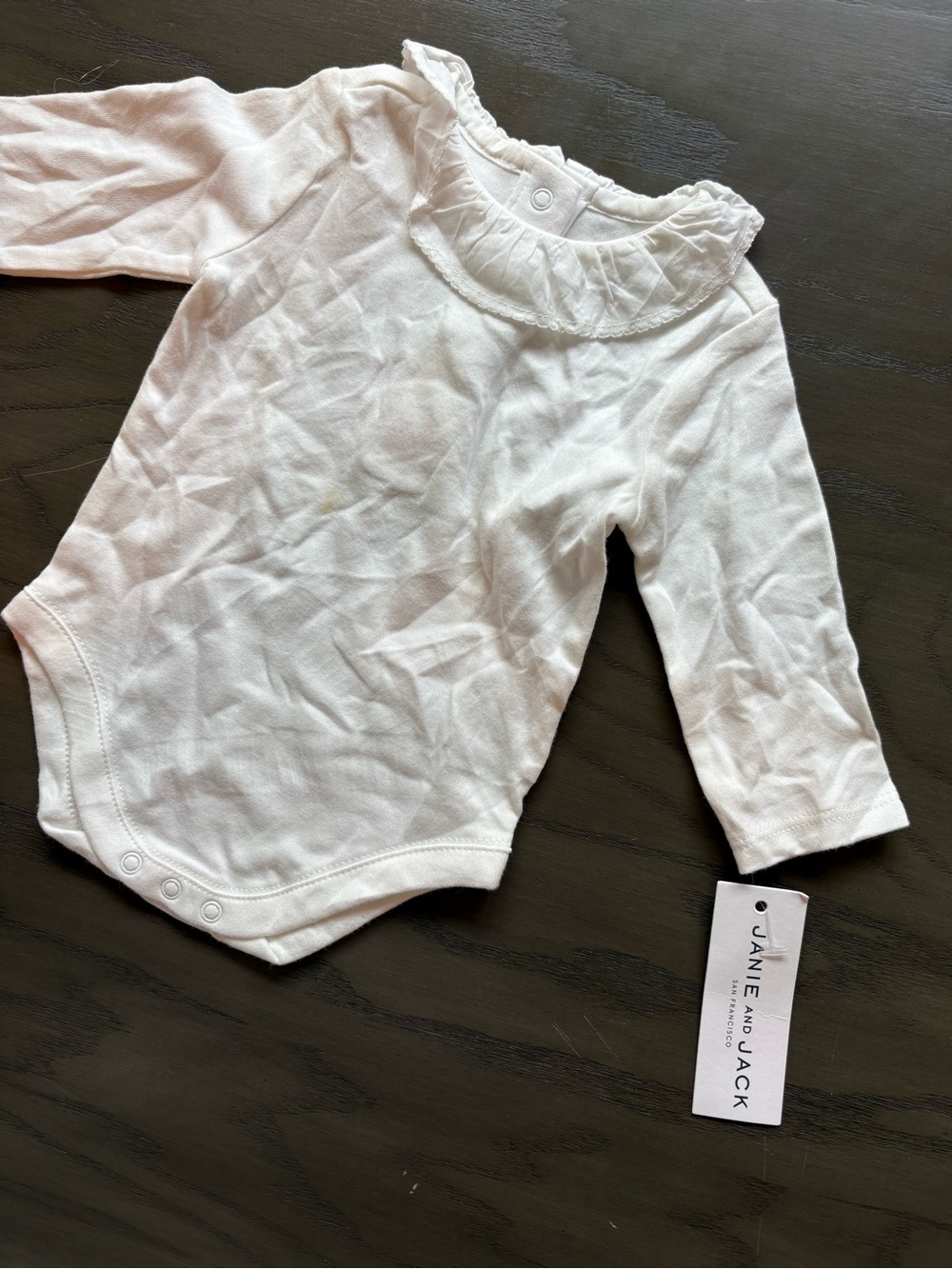 Janie and Jack White Ruffle Collar Long-Sleeve Baby Bodysuit